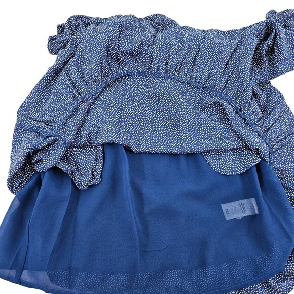Lucky Brand Mila Women’s Wrap Front Blue Polka Dot Slip Lined Dress – Size Small - Picture 14 of 16